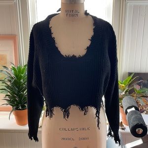 Zaful distressed cropped sweater